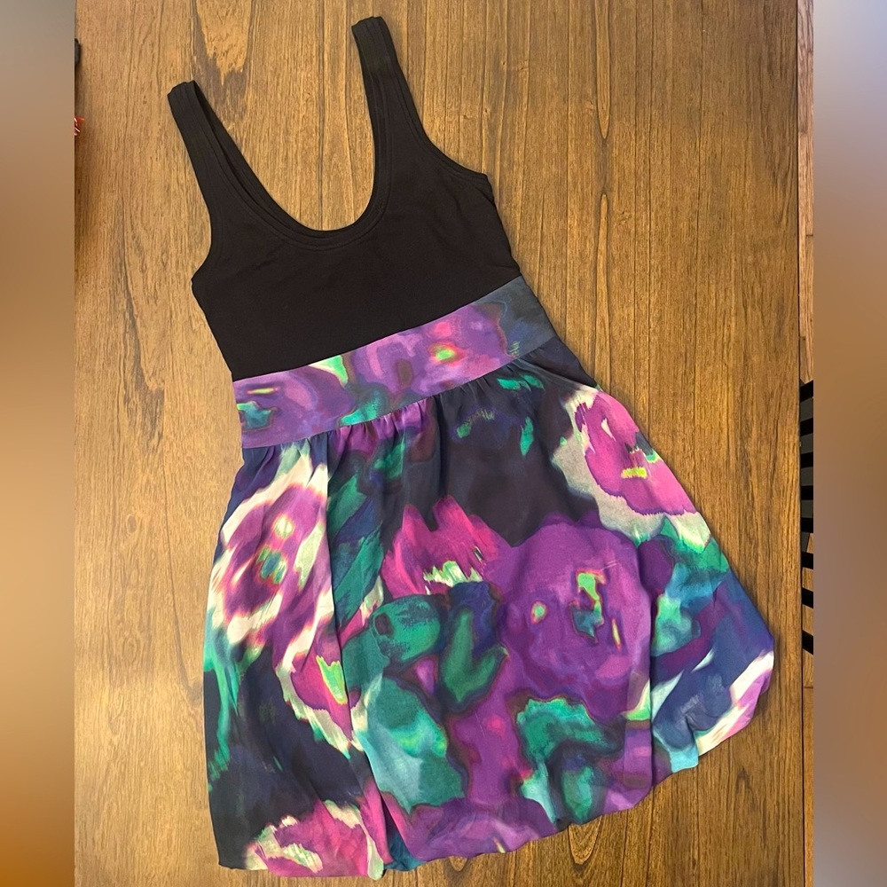 Express Cocktail Dress, Size 2, Color Black/Purple/Green